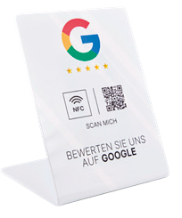 Google Bewertungs Booster Aufsteller weiß