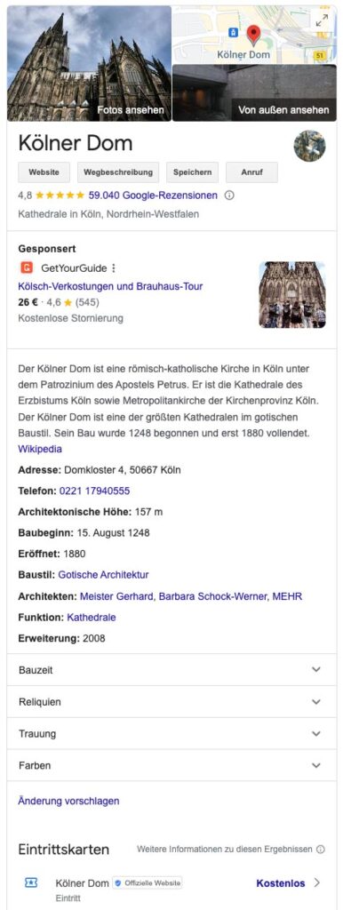 Knowledge Graph Google SERP